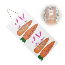 Wooden Rabbit Carrot Door Sign Easter Wall Hanging Decoration