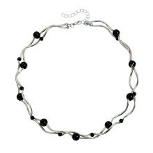 Fashion Forward Contemporary Helical Bead Necklace Modern-Black