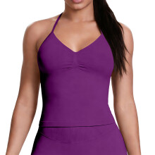 Women’s Longline Strappy Sports Bra Workout Top-plum color XL