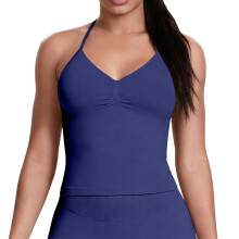 Women’s Longline Strappy Sports Bra Workout Top-Navy blue S