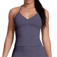 Women’s Longline Strappy Sports Bra Workout Top-red gray XS