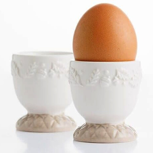 Ceramic Egg Cups 4pcs Cream Hand Painted Hard Soft Boiled Egg Holders Breakfast 2