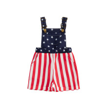 (3-4 Years, Blue) Toddler Baby 4th of July Jumpsuit Fashion Patriotic Stripe Star Print Sleeveless Overalls Shorts