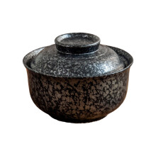Ceramic Big Ramen Bowl with Lid for Soup-Black color model