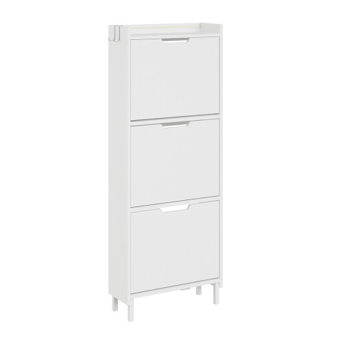 SoBuy Meuble à chaussures blanc 3 portes