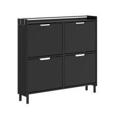 SoBuy Meuble à chaussures noir 4 portes pliable