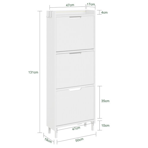 SoBuy Meuble à chaussures blanc 3 portes 2