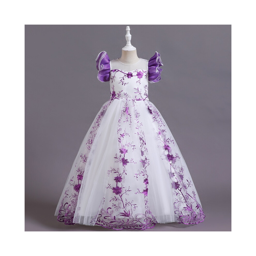 Photos - Fancy Dress  European and American new girls' embroidered dress princess skirt children's catwalk costumes(Purple, 150cm)