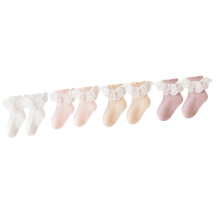 4 Pair Girls Cotton Lace Trimmed Socks Lightweight Perfect-MC S