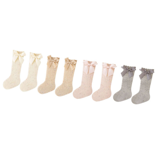 Children's Elastic Top Knee Socks 4Pair/pack-Mixed colors L