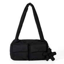 Large Capacity Shoulder Bag Lightweight Nylon Handbag-Black