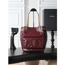 YSL Waxed Burgundy Shopping Tote 862295