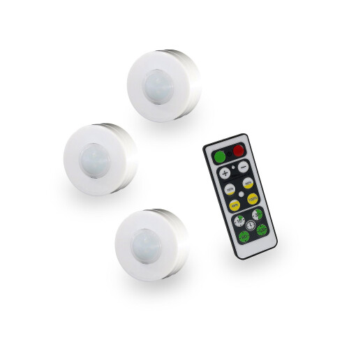 3 pcs LED Wireless Lights with Remote Control compatible Cabinet, Display Case, Wardrobe_White light_Surprise Gift 1