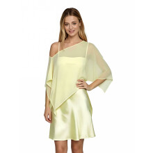 (S, Light Yellow) Women Sheer Poncho Casual Loose Solid See Through Off Shoulder Asymmetrical Coverup Tops for Daily Office