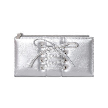 PU Leather Long Wallet Practical Coin Purse Lightweight-Silver
