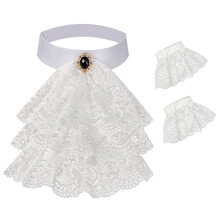 Elegant Floral Lace Detachable Collar and Cuffs Set- White