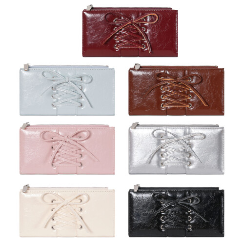 PU Leather Long Wallet Practical Coin Purse Lightweight-Silver 1