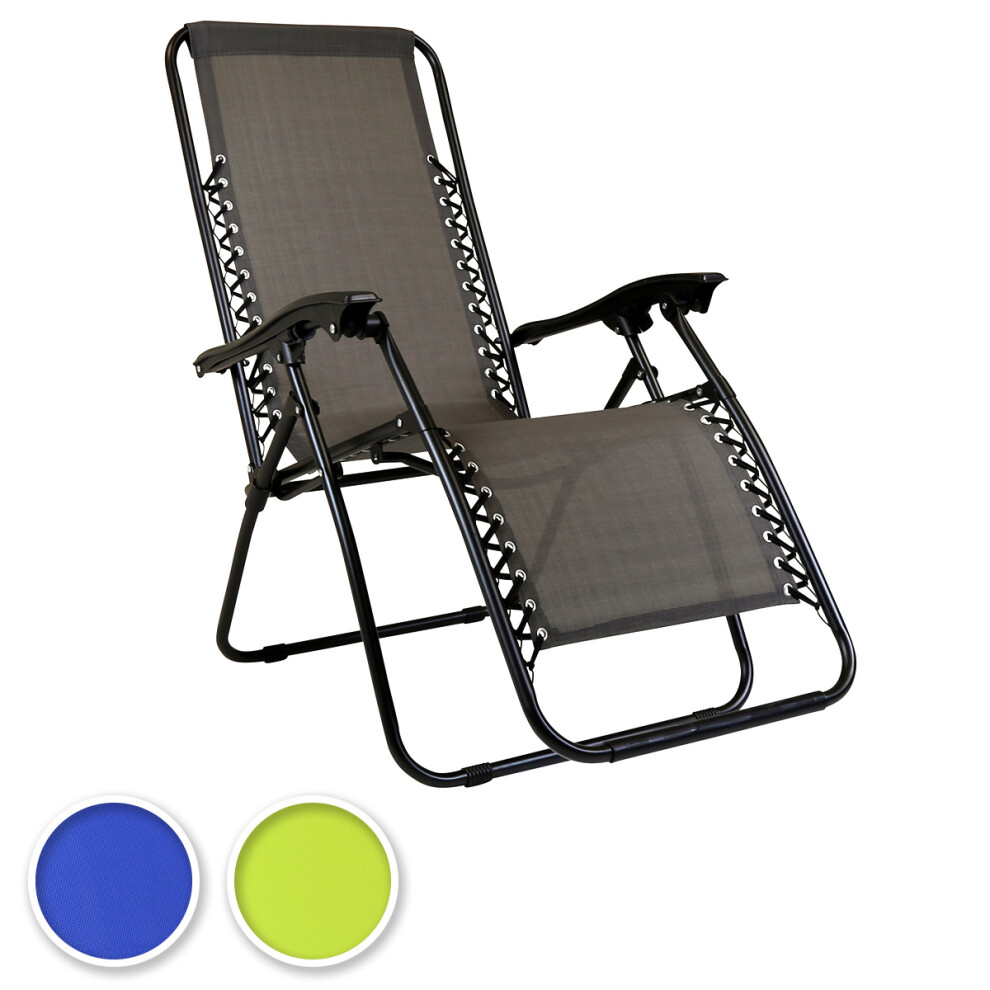 Charles Bentley Foldable Reclining Garden Chair Camping Recliner Lounger With Adjustable Back - Fully Assembled