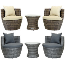 Charles Bentley 3 Piece Rattan Stacking Outdoor Patio Furniture Set - Fully Assembled in Natural / Grey