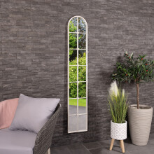 CHARLES BENTLEY San Marino Arch Mirror in White, Durable, Weather Resistant, Shatterproof, Wall Mounted Accent Mirror Décor For Garden, Inside, Iron,