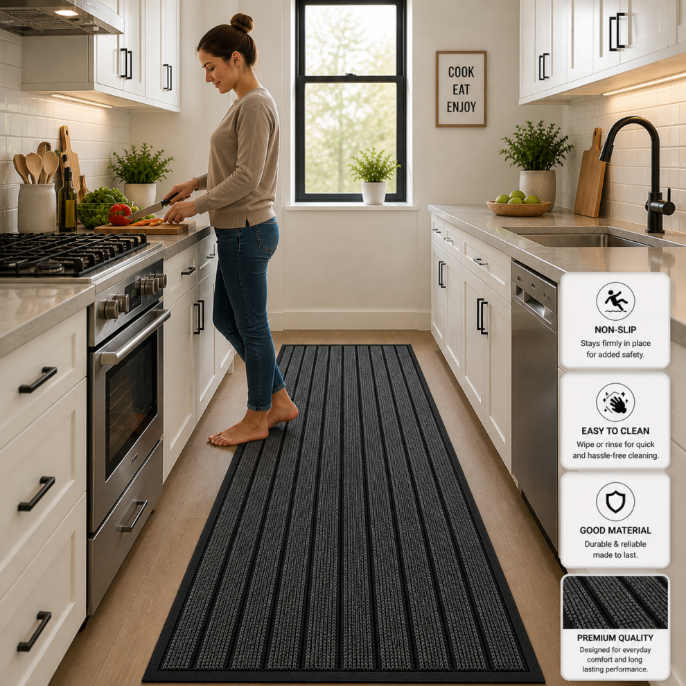Yorkshire Bedding (, 60X90) Non Slip Mats Pvc Rubber Door Mat Kitchen Hallway Runner & Bath Mats Grey