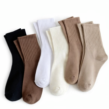 Mid Calf Socks For Women 6 Pairs, Cotton Breathable Solid Crew Casual