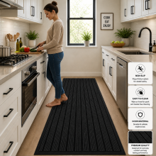 (50 x 80 cm OR (1ft 6in x 2ft 6in), Black) Heavy Duty Rubber Mats & Rugs Nonslip Durable Kitchen Hallway Runner Rug
