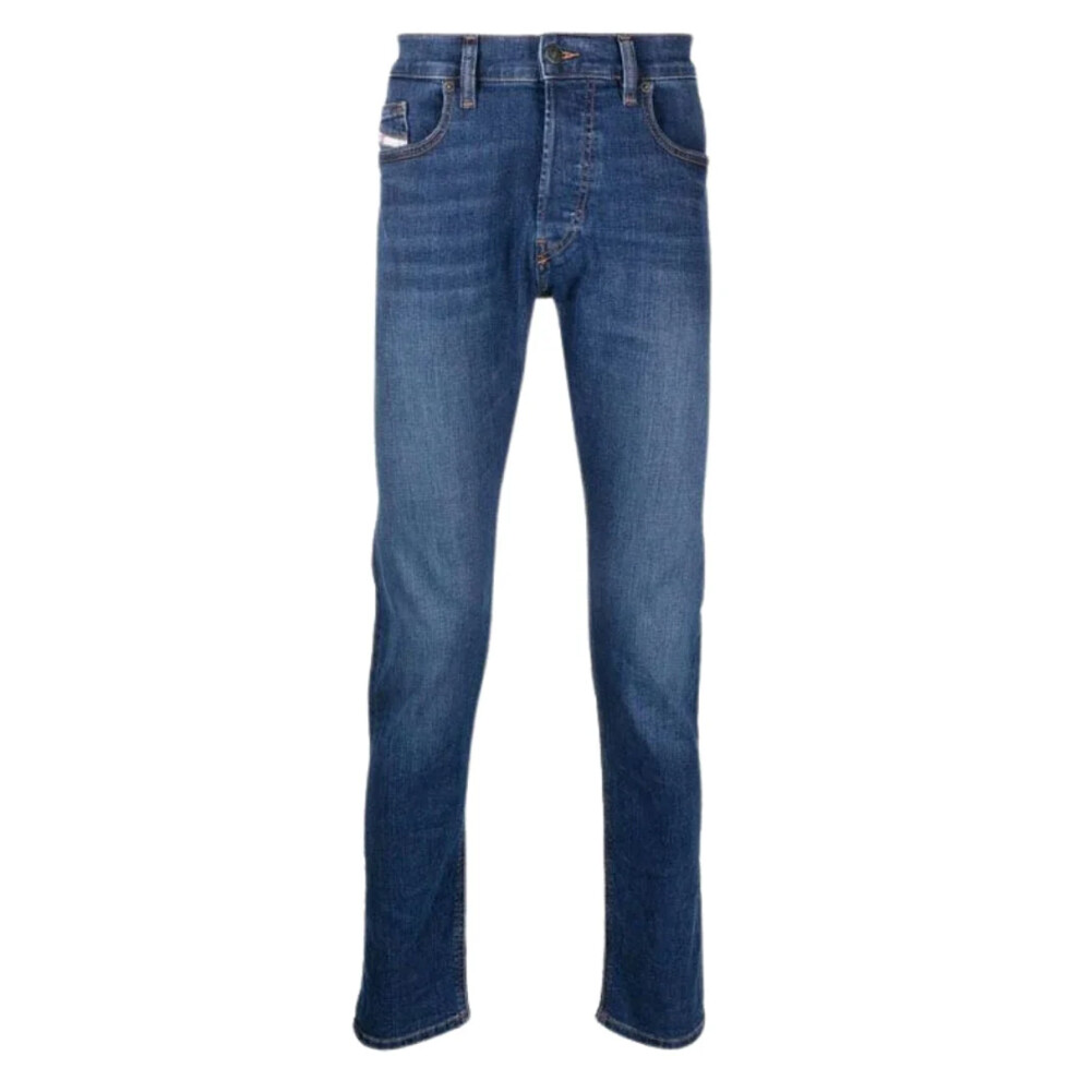 Diesel Mens D-Luster Washed Plain Jeans Blue