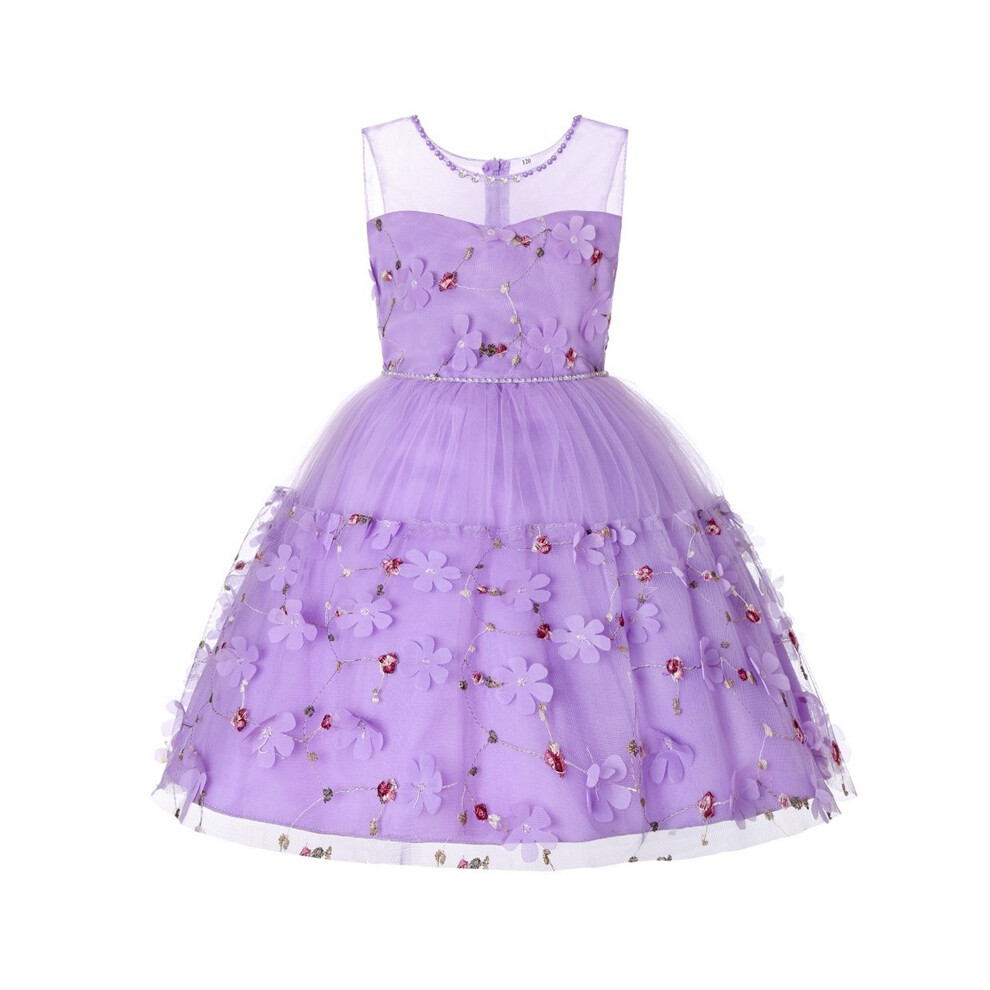 Photos - Fancy Dress Children's dress girl flower girl fluffy princess dress little girl catwalk piano(Purple, 170cm)
