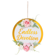 Wall Mount Floral Wooden Plaque With Acrylic Trim For Home-Gold