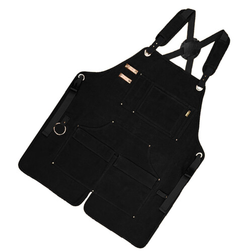 Canvas Tool Apron Adjustable Strap For Man Women-Black