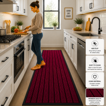 (80 x 300 cm OR (2 ft 6 in x 10 ft), Red) Heavy Duty Rubber Mats & Rugs Nonslip Durable Kitchen Hallway Runner Rug