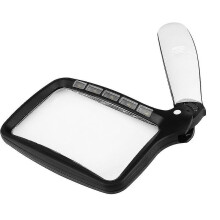 Rectangular Magnifying Glass with Light Magnifier Foldable Handheld 5 Led, 2 Dimming Modes, 2x Magnifying Reading