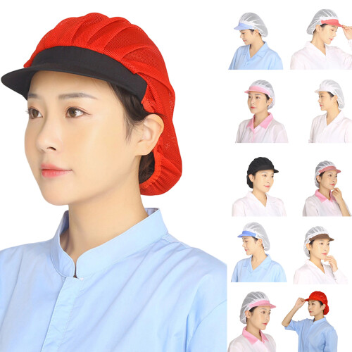 Mesh Work Cap for Chefs Unisex Breathable-rose red visor1 1
