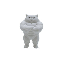 3D Printed Muscle Cats Figurine,Decorative-Muscle cat holding h