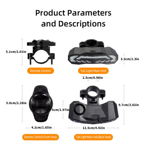 Bright 1500mAh Rechargeable LED Bikes Tail Light With Brake 2
