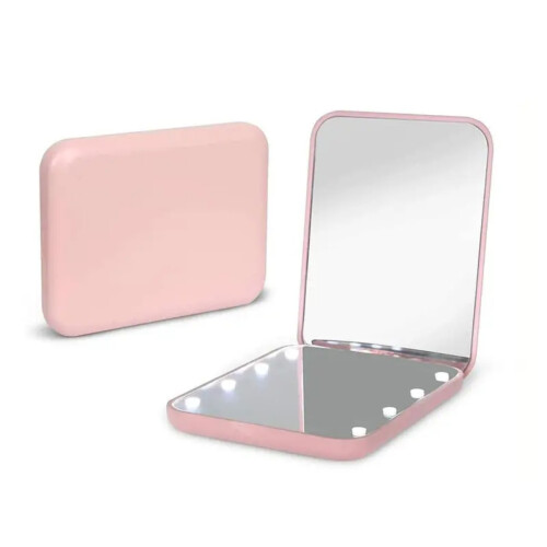Compact LED Makeup Mirror, Makeup Mirror With Light 1X 2X Magnifying, Portable Travel