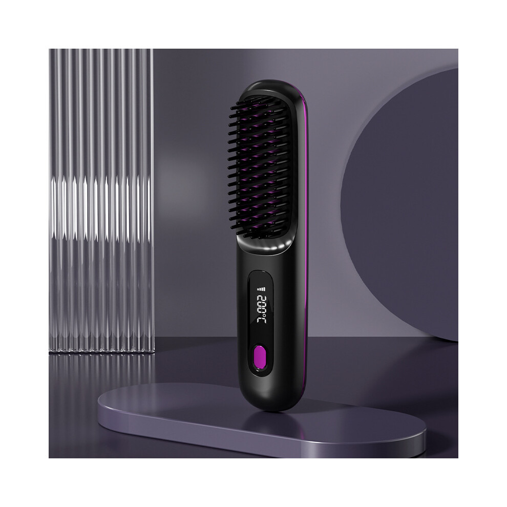 Cordless Hair Straightener Brush Led Temperature Display, USB-C Rechargeable Travel Comb