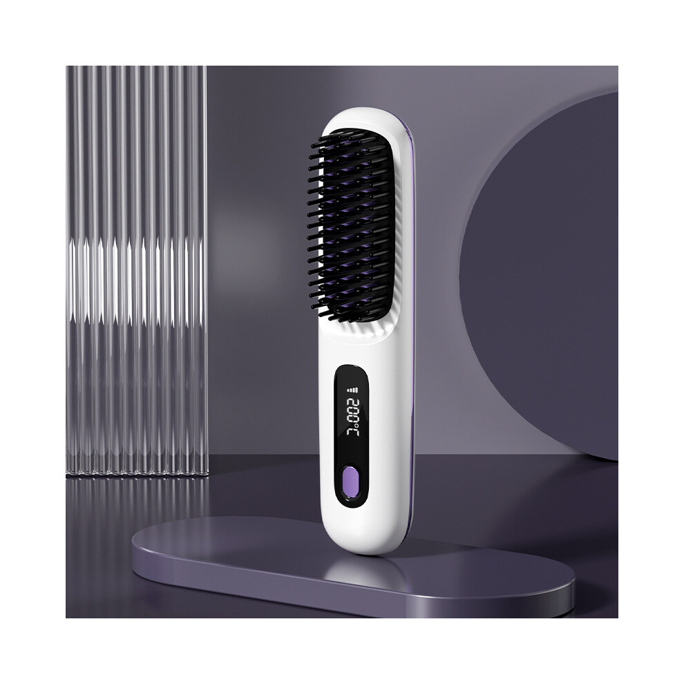 Cordless Hair Straightener Brush Led Temperature Display, USB-C Rechargeable Travel Comb