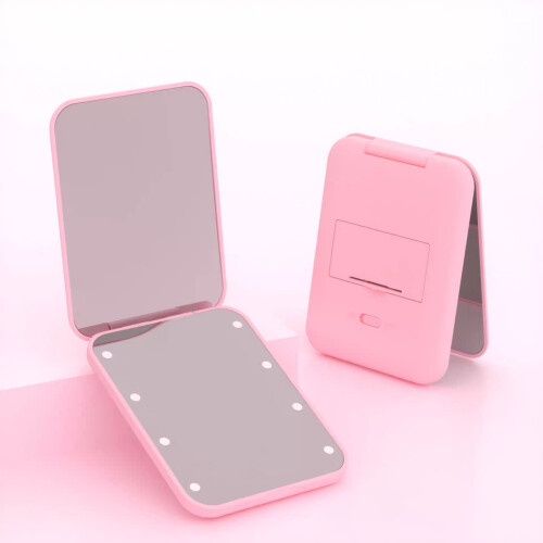 Compact LED Makeup Mirror, Makeup Mirror With Light 1X 2X Magnifying, Portable Travel 1