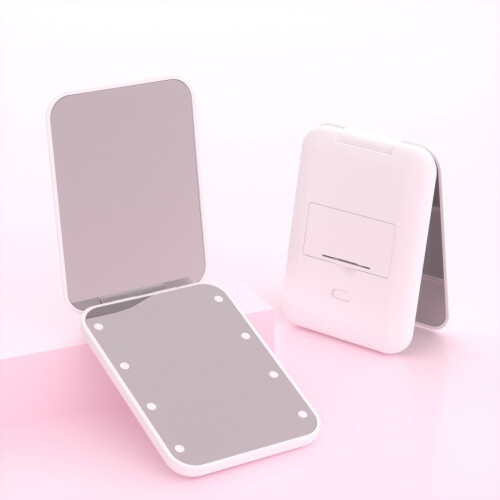 Compact LED Makeup Mirror, Makeup Mirror With Light 1X 2X Magnifying, Portable Travel 2