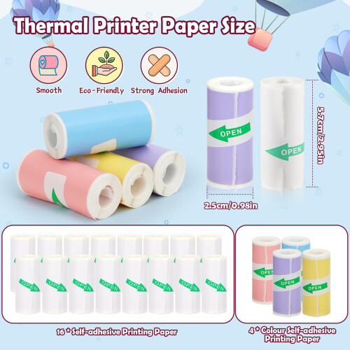 9Pcs 57x25mm Replacement Thermal Paper Kids Camera Thermal 2