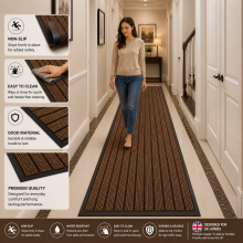 (50 x 80 cm (1.6 ft x 2.6 ft), Brown) Non Slip Rubber Mats-Indoor Outdoor Heavy Duty Water Absorbent Mat for Kitchen, Home & Hallway