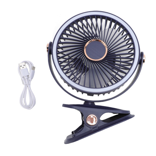 ABS USB-C Tischventilator mit Klemme, Licht, Akku 1