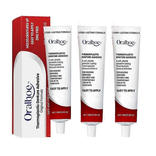 Long Lasting Thermoplastic Denture Adhesive, Refits and Tightens Loose Up