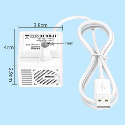 USB Pet Water Dispenser Pump 5V Mute Micro Brushless DC Water Pump Automatic Drainage+1m Pipe 1