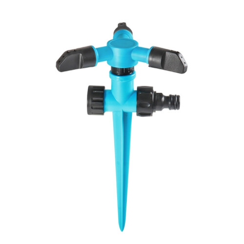 Automatic Rotating Plastic Ground Sprinkler Garden Lawn Triangle Spraying Nozzles(Sky Blue)