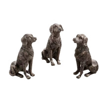 3-delige set bloempotvoetjes/onderzetters in de vorm van een dier, gemaakt van hars (hond).
