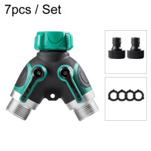 7pcs / Set Y-Type Two-Way Metal Quick Connectors Water Pipe Splitter With Nipple(EU Style)