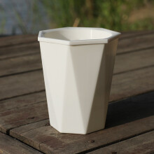 Diamond-shaped Automatic Water-absorbing Lazy Flower Pot Green Plant Plastic Pot 12cm x 14cm(White)